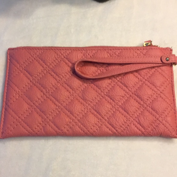 Emma Fox genuine leather coral pink clutch